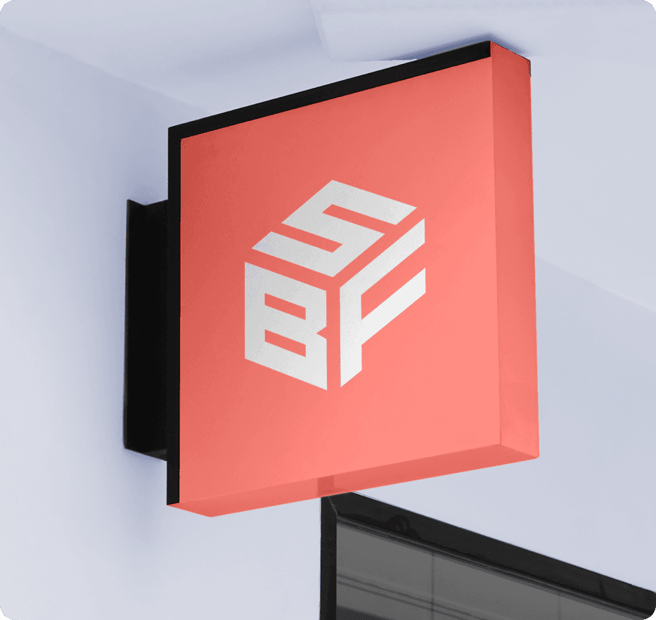 Secure Business Finance icon signage mockup.