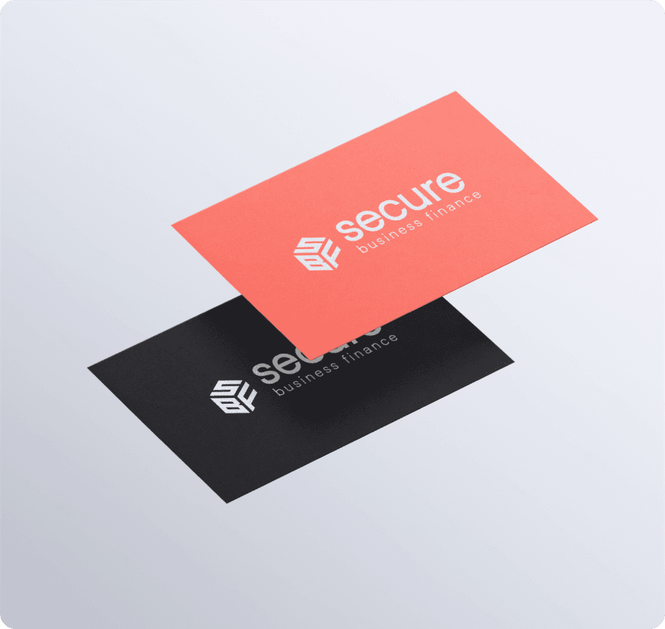 Secure Business Finance business card — alternate colourway mockup.