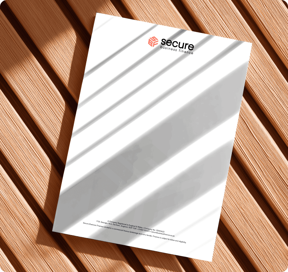 Secure Business Finance letterhead mockup.